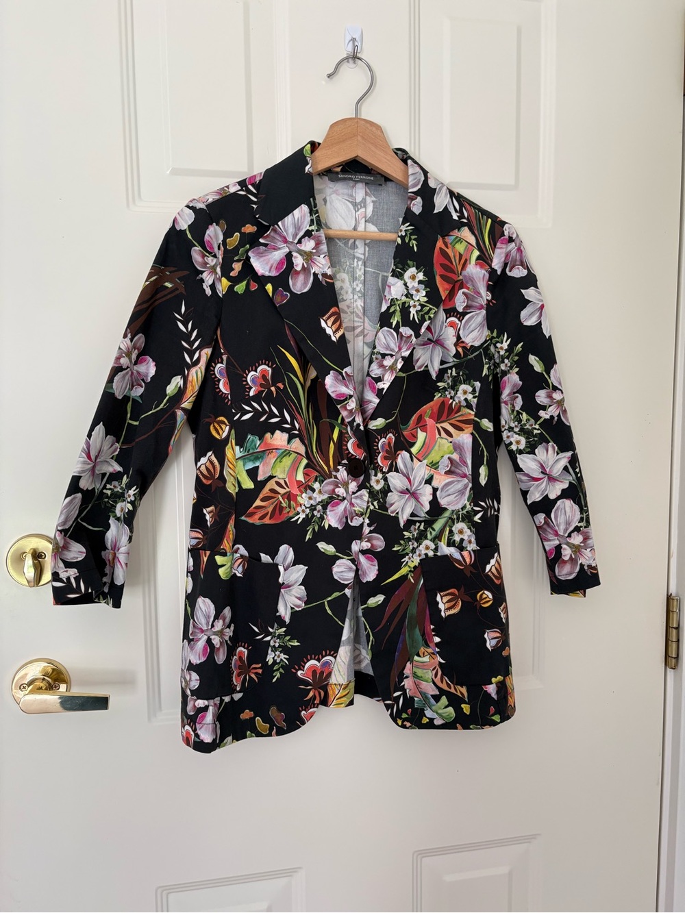 Black Floral Women's Tailored Blazer Jacket